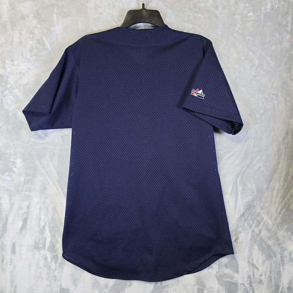 VTG Cleveland Indians Navy Chief Wahoo Jersey Majestic *missing 1 Button And Tag - Picture 3 of 6